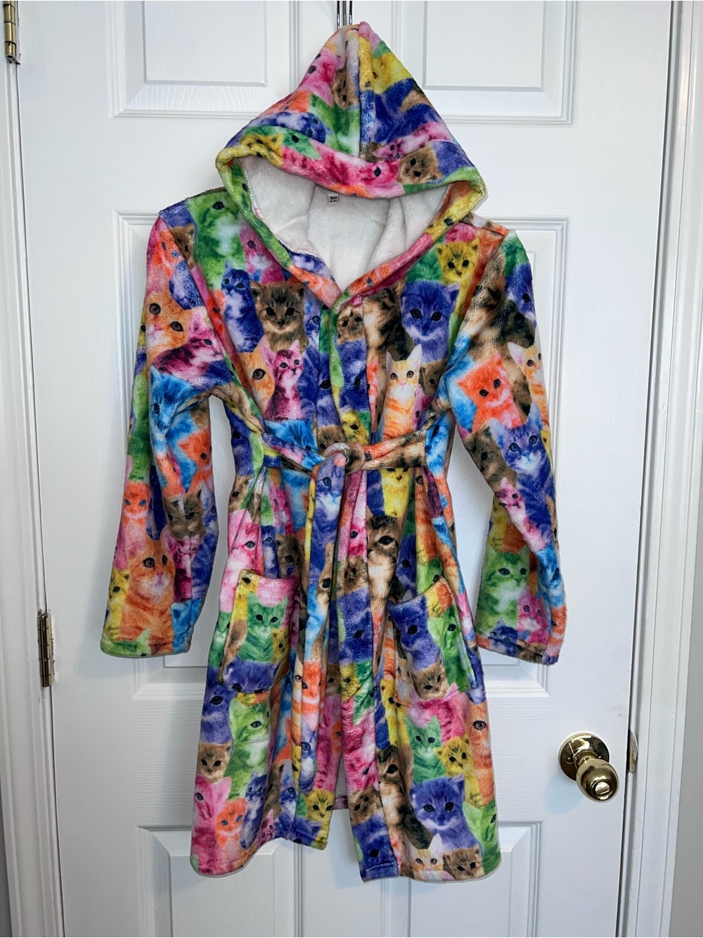 Kids XL Cat Hooded Plush Fleece Robe
